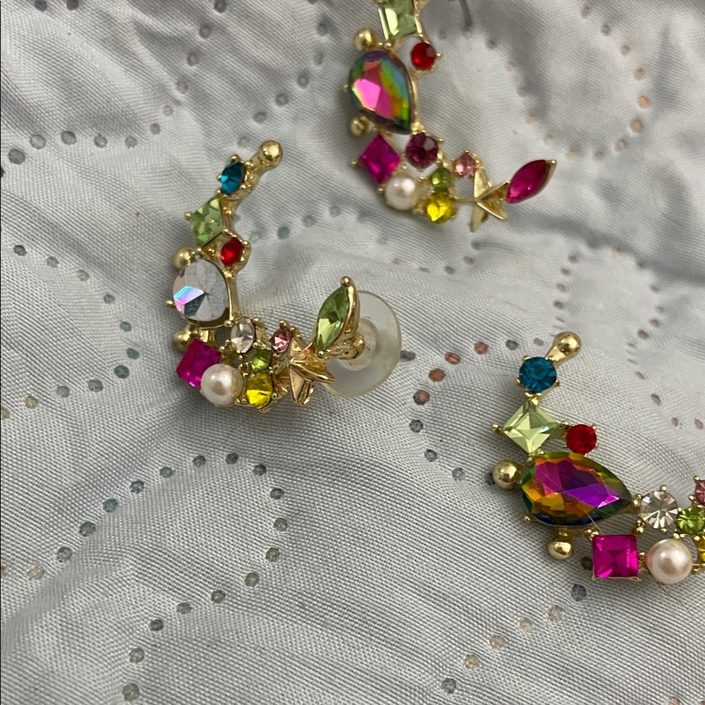 Source Unknown Multicolor Gemstone Earrings - image 1